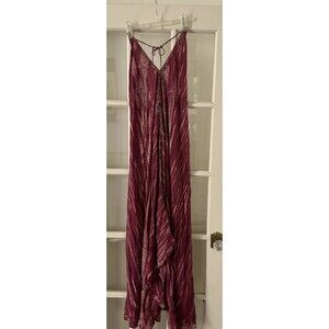 Backless Maxi Halter Dress Women's Large Tie Dye Pink Hi Low Beach Boho